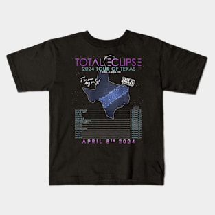 Total Solar Eclipse 2024 Tour Of Texas Kids T-Shirt